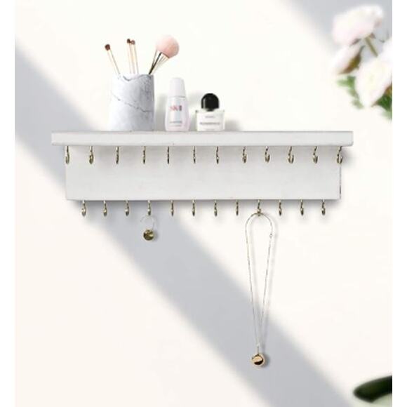 Hair Bow/Jewelry Organizer with 24 Hooks and Shelf, Wall Mounted- Black - Picture 3 of 3